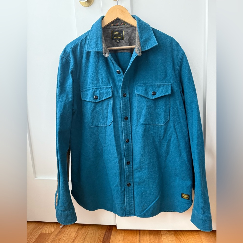 Todd Snyder Teal and Gray Shirt